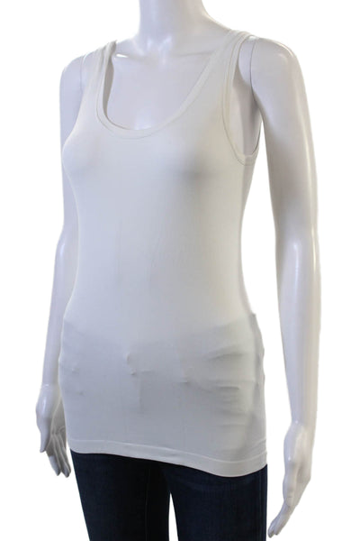Hanro Womens Basic White Cotton Tank Round Neck Size L