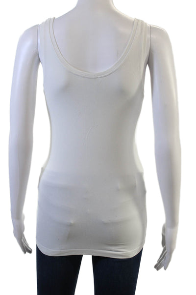 Hanro Womens Basic White Cotton Tank Round Neck Size L