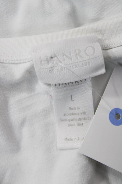Hanro Womens Basic White Cotton Tank Round Neck Size L