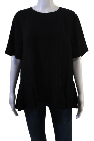Zara Women Tunic Blouse Black Short Sleeve Round Neck Size 2XL