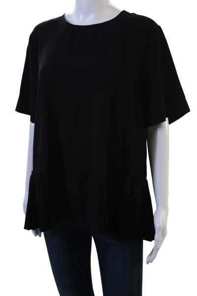 Zara Women Tunic Blouse Black Short Sleeve Round Neck Size 2XL