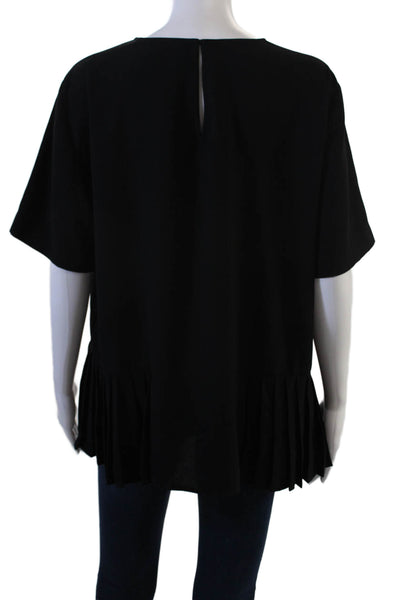 Zara Women Tunic Blouse Black Short Sleeve Round Neck Size 2XL