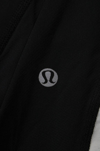 Lululemon Women Black Polka Dot Striped Capri Leggings Size 12