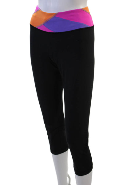 Lululemon Women Capri Leggings Black Nylon Blend Zip Size 12