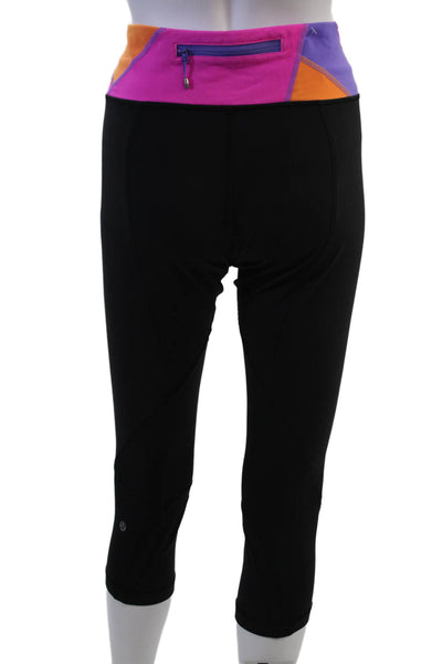Lululemon Women Capri Leggings Black Nylon Blend Zip Size 12