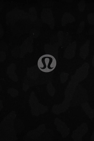 Lululemon Womens Ankle Leggings Black Leopard Nylon Blend Size 12