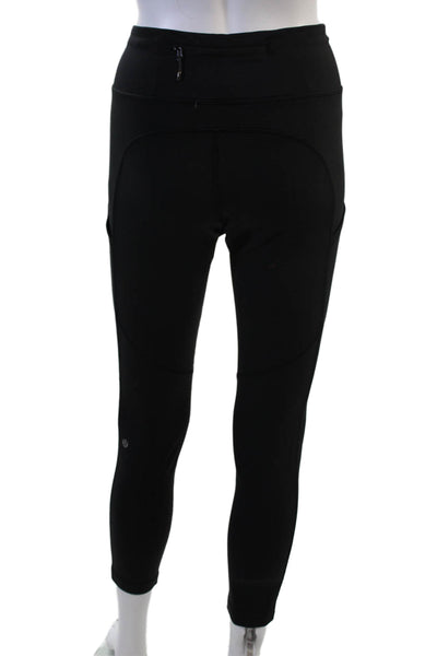 Lululemon Women Ankle Leggings Black Zip Nylon Lycra Size 10