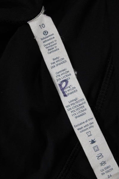 Lululemon Women Ankle Leggings Black Zip Nylon Lycra Size 10