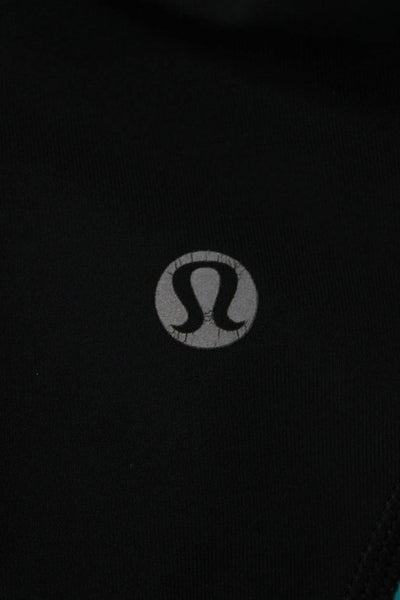 Lululemon Women Capri Leggings Black Blue Nylon Blend Zip Size 12