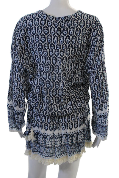 Cool Change Womens Dark Blue Geometric V-Neck Long Sleeve Jumpsuit Size L
