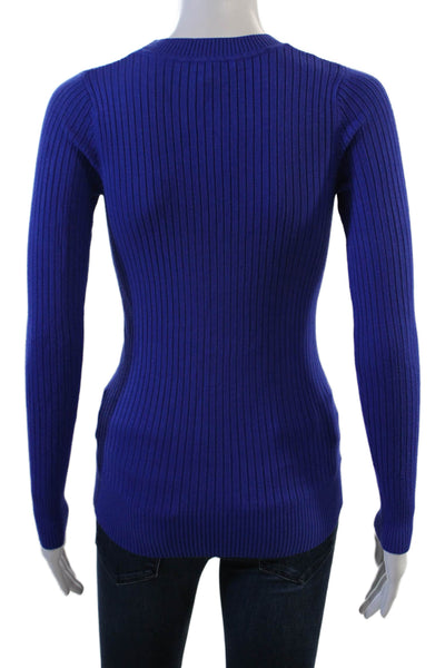 WOW Couture Unisex Pullover Sweater Blue Striped Long Sleeve Round Neck Size S