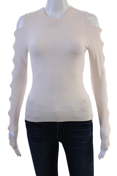 Autumn Cashmere Unisex Pullover Sweater Pink Crew Neck Long Sleeve Size S