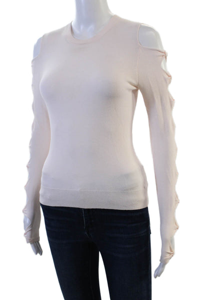 Autumn Cashmere Unisex Pullover Sweater Pink Crew Neck Long Sleeve Size S