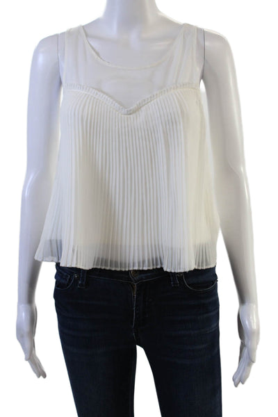 Topshop Womens White Sleeveless Round Neck Polyester Tank Size 4