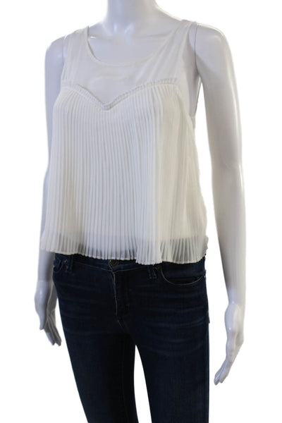 Topshop Womens White Sleeveless Round Neck Polyester Tank Size 4