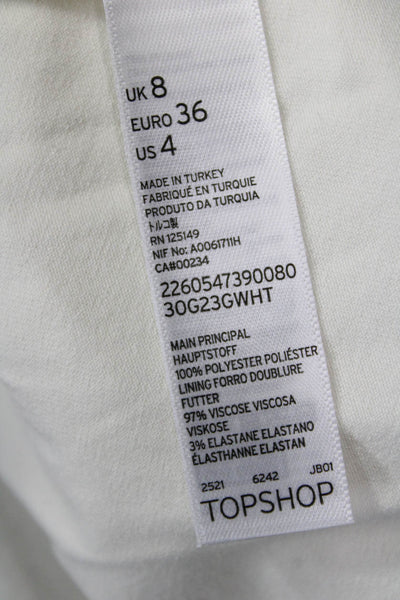 Topshop Womens White Sleeveless Round Neck Polyester Tank Size 4