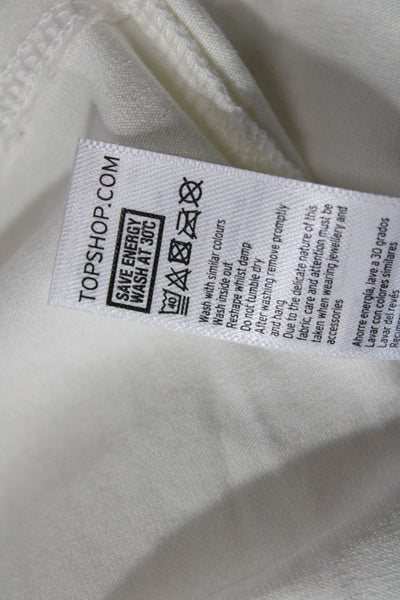 Topshop Womens White Sleeveless Round Neck Polyester Tank Size 4