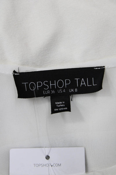 Topshop Womens White Sleeveless Round Neck Polyester Tank Size 4