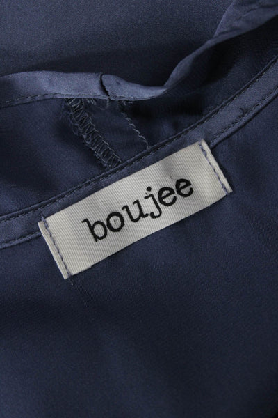 Boujee Womens Cropped Bohemian Dark Blue Long Sleeve Blouse Polyester Size S