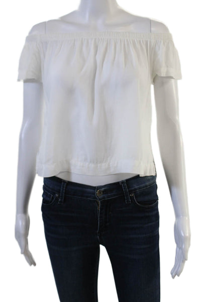 Bella Dahl Women Cropped White Tencel Lyocell Short Sleeve Blouse Size XS