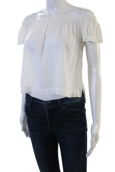 Bella Dahl Women Cropped White Tencel Lyocell Short Sleeve Blouse Size XS