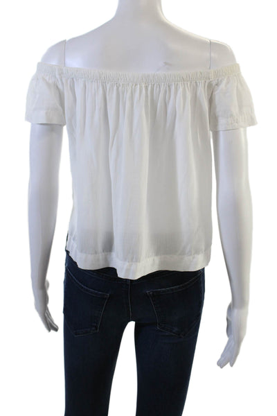 Bella Dahl Women Cropped White Tencel Lyocell Short Sleeve Blouse Size XS
