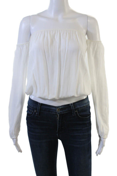 Melville Womens Bohemian Silk 3/4 Sleeve Blouse White Size S
