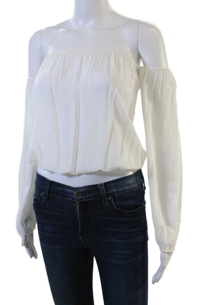 Melville Womens Bohemian Silk 3/4 Sleeve Blouse White Size S