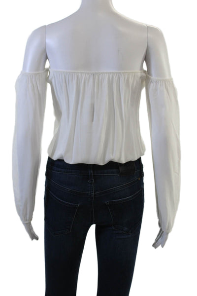 Melville Womens Bohemian Silk 3/4 Sleeve Blouse White Size S