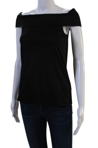 Tibi Womens Sleeveless Basic Black Cotton Top Size 2