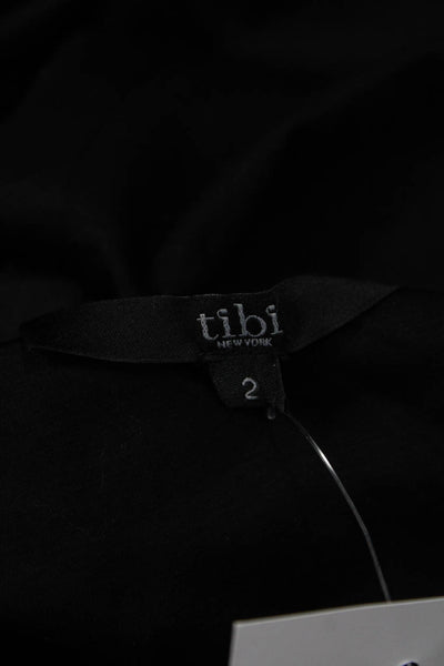 Tibi Womens Sleeveless Basic Black Cotton Top Size 2