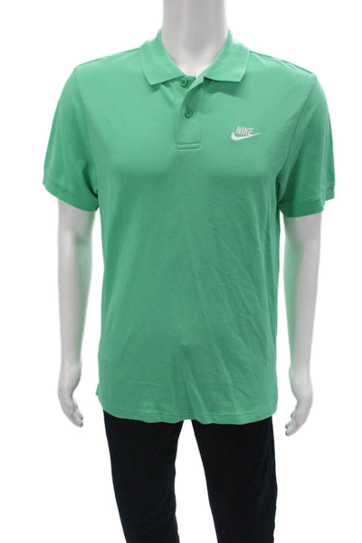 Nike Mens Short Sleeves Polo Shirt Green Cotton Size Small