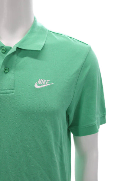 Nike Mens Short Sleeves Polo Shirt Green Cotton Size Small