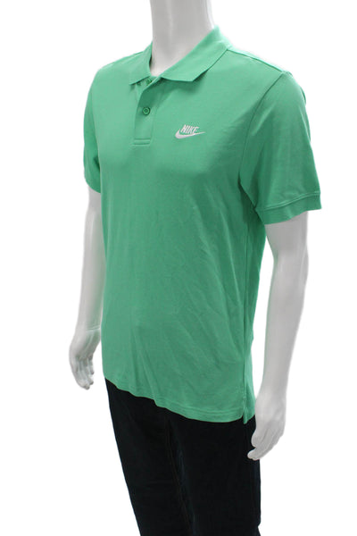 Nike Mens Short Sleeves Polo Shirt Green Cotton Size Small