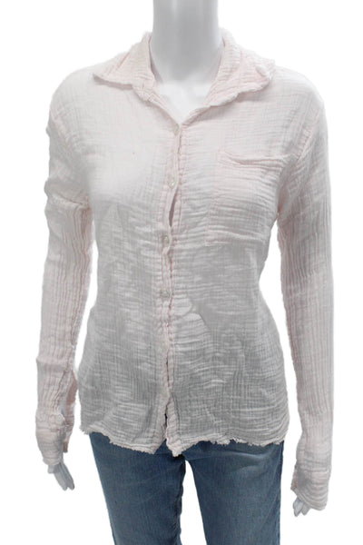 Q House of Basics Women Pink Cotton Long Sleeve Button-Up Blouse Size M