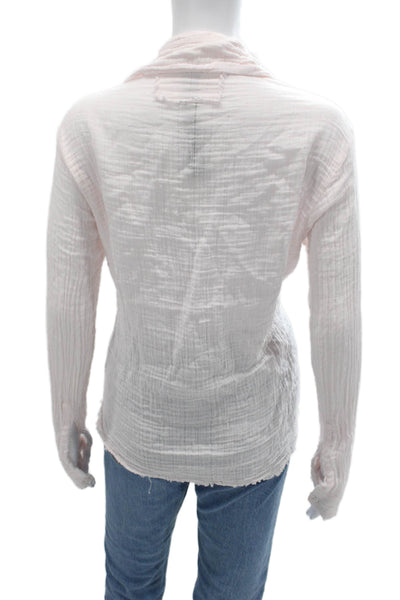 Q House of Basics Women Pink Cotton Long Sleeve Button-Up Blouse Size M