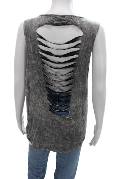Vintage Havana Women Sleeveless Tank Dark Gray Rayon Spandex Grunge Size M