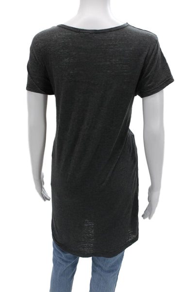 LNA Womens Dark Gray Basic Tunic T-Shirt V-Neck Short Sleeve Size M