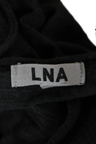 LNA Womens Dark Gray Basic Tunic T-Shirt V-Neck Short Sleeve Size M