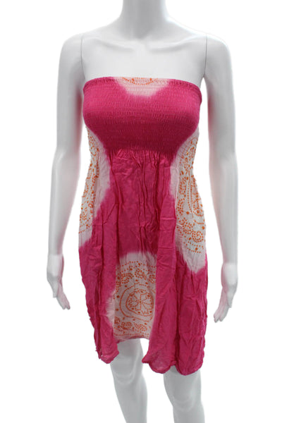 Coolchange Women Pink Geometric Rayon Sundress Sleeveless Mini Beach Size M