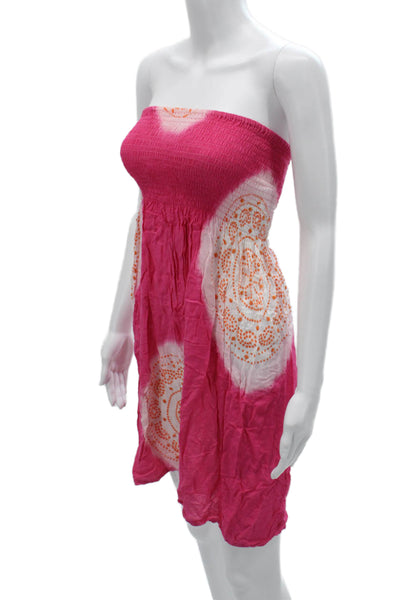 Coolchange Women Pink Geometric Rayon Sundress Sleeveless Mini Beach Size M