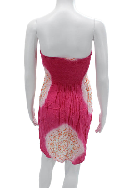 Coolchange Women Pink Geometric Rayon Sundress Sleeveless Mini Beach Size M