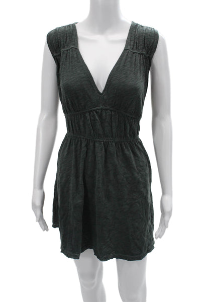 ATM Women Dark Gray Cotton V-Neck Tank Sundress Mini Size M