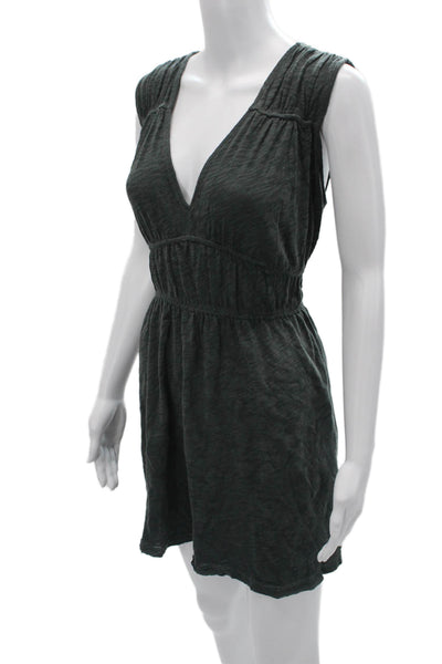 ATM Women Dark Gray Cotton V-Neck Tank Sundress Mini Size M