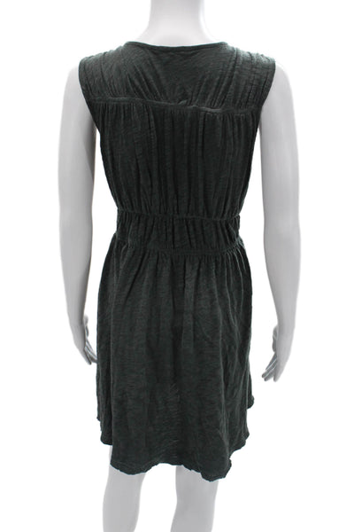 ATM Women Dark Gray Cotton V-Neck Tank Sundress Mini Size M