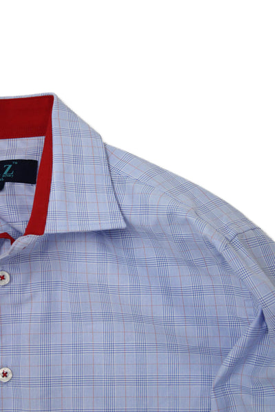 Leo & Zachary Childrens Boys Plaid Button Down Dress Shirt Blue Red Size 18