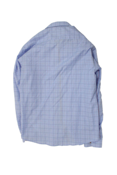 Leo & Zachary Childrens Boys Plaid Button Down Dress Shirt Blue Red Size 18