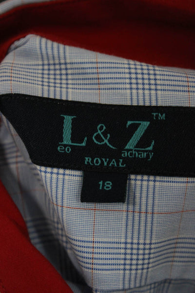 Leo & Zachary Childrens Boys Plaid Button Down Dress Shirt Blue Red Size 18