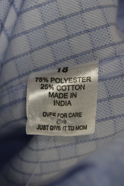 Leo & Zachary Childrens Boys Plaid Dress Shirt Blue Cotton Blend Size 18