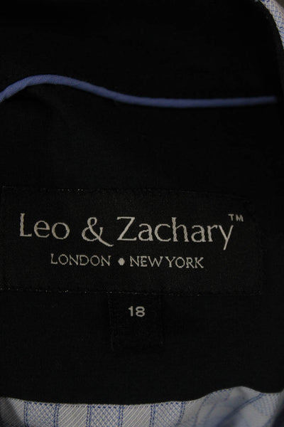 Leo & Zachary Childrens Boys Plaid Dress Shirt Blue Cotton Blend Size 18